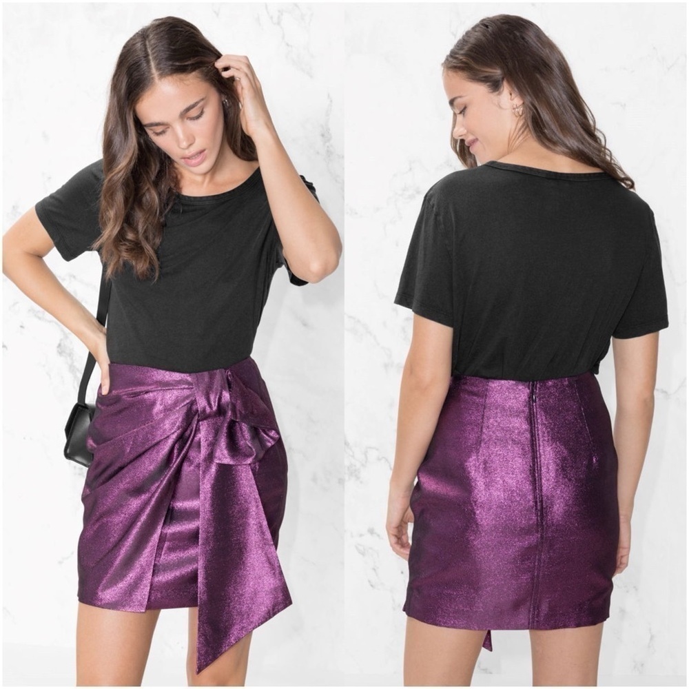 & OTHER STORIES Side Tie Metallic Skirt